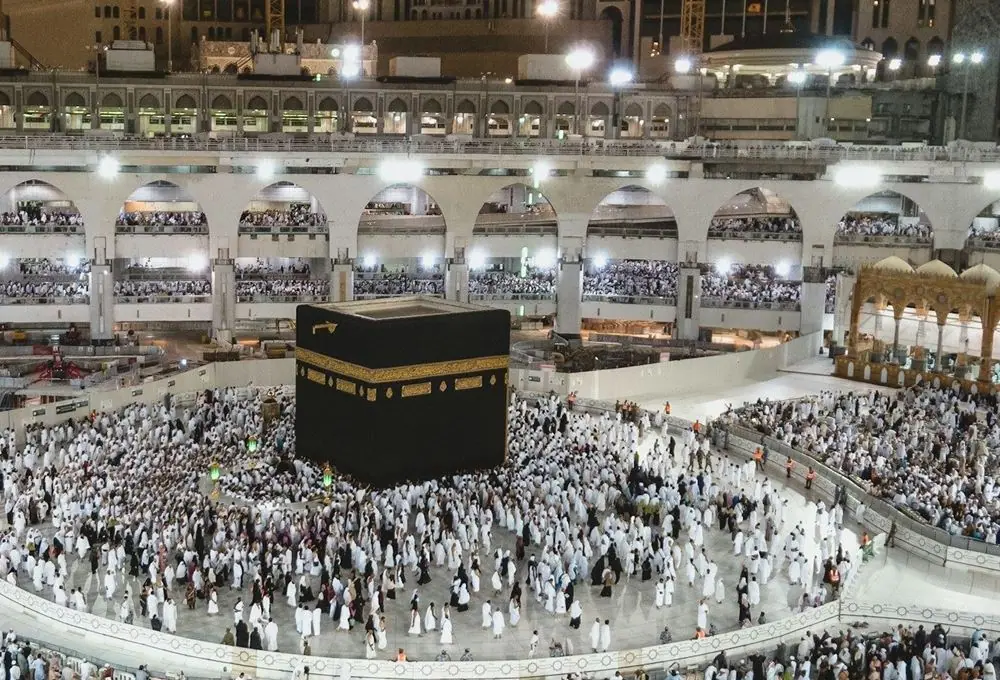 Pilgrims performing tawaf around the Kaaba